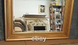 Large Gold Solid Wood 38x48 Rectangle Beveled Framed Wall Mirror