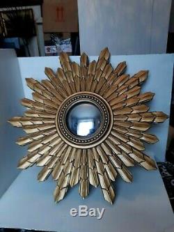 Large Gold Vintage Retro Sunburst Laura Ashley Wooden Mirror Wall One of a Kind