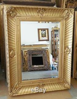 Large Gold Wood/Resin 40x52 Religious Rectangle Beveled Framed Wall Mirror