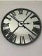 Large Grey Metal Distressed Mirrored Wall Clock glamour vintage home decor