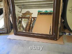 Large Hand Carved Solid Wood 38x50 Rectangle Beveled Framed Wall Mirror