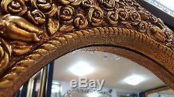 Large Heart Shape Wall Mirror Ornate French Engrved Roses 110X90cm 43x35 Gold