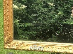 Large Heavy Antique Vintage Ornate Gold Wood Mirror Mantel Wall Bath Nursery