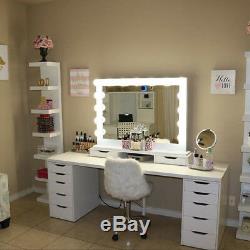 Large Hollywood Lighted Vanity Make Mirror with Light Dimmable Stand or Wall
