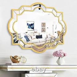 Large Irregular Shape Gold Frame Wall Mirror Modern Elegance Your Home New