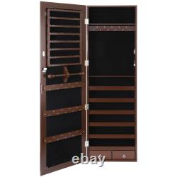Large Jewelry Box Organizer Mounted Jewelry Cabinet Door Wall Armoire with Mirror