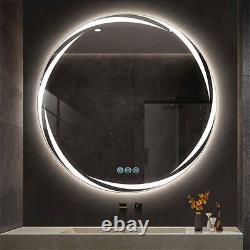 Large LED Bathroom Mirror Circle Lighting Wall Mounted Bathroom Mirrors Fogless
