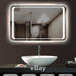 Large LED Bathroom Mirror Lighted Vanity Wall Makeup Touch Button Fogless 24x32