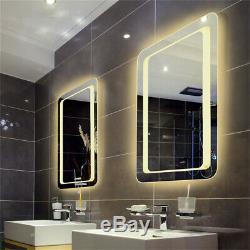 Large LED Bathroom Mirror Lighted Vanity Wall Makeup Touch Button Fogless 24x32