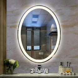Large LED Light Bathroom Mirror Wall Mount Dimmable Anti-Fog Memory Touch Button