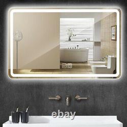 Large LED Lighted Bathroom Mirror Horizontal Wall Mounted Vanity Mirror Defogger