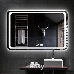 Large LED Wall Mirror Bathroom Vanity Makeup Mirror Dimmable Memory Touch Button