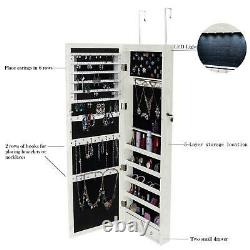 Large LED Wall Mount Beauty Mirror Armoire Jewelry Lockable Cabinet Storage Box