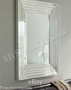 Large Layered Designer Wall Mirror Modern Glass Frame Frameless Venetian Horchow
