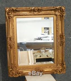 Large Louis XV Wood/Resin 24x28 Rectangle Beveled Framed Wall Mirror