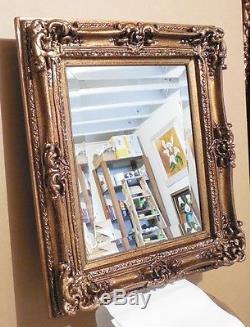 Large Louis XV Wood/Resin 25x29 Rectangle Beveled Framed Wall Mirror