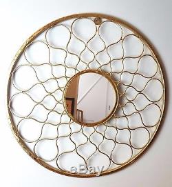 Large METAL Round 3D Frame Wall Feature Mirror Gold, Sun, Art Deco, Modern 63cm