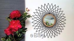 Large METAL Round Geometric Wall Feature Mirror Black, Sun, Flower, Star 61cm