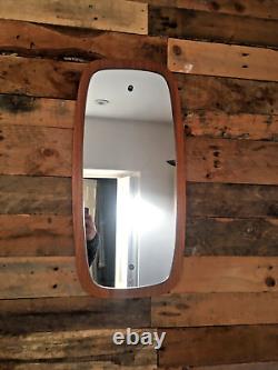 Large MID Century Scandi Style Teak Effect 60's Hall Wall Or Over Mantel Mirror