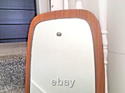 Large MID Century Scandi Style Teak Effect 60's Hall Wall Or Over Mantel Mirror