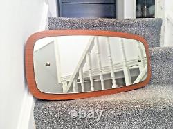 Large MID Century Scandi Style Teak Effect 60's Hall Wall Or Over Mantel Mirror