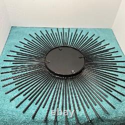 Large Metal Wire Frame Round Accent Wall Mirror Black Sunburst Design Retro