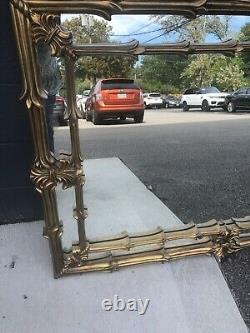 Large Mid Century 34 X 50 Rectangle Beveled Framed Wall Mirror