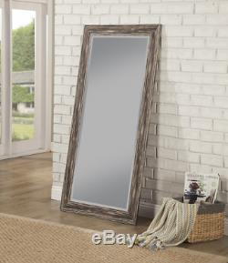 Large Mirror Full Length Distressed Weathered Black Wall Floor Leaner Farmhouse