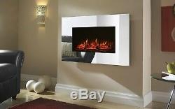 Large Mirrored Chrome LED Wall Mounted Electric Fireplace With Flame Effect 1.8K