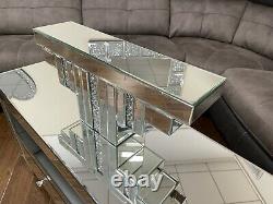 Large Mirrored Diamante Jewel Crystal Art Deco Floating Mirror Wall Shelf Shelve