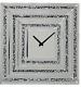 Large Mirrored Glass Silver Crushed Diamond Crystal Wall Clock 50cm x 50cm