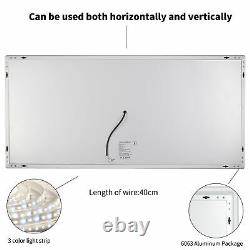 Large Modern Bathroom Mirror with LED light Demister Wall Mounted Touch Sensor