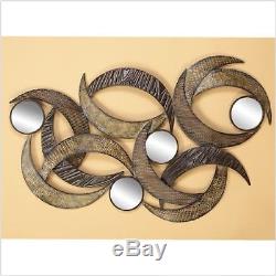Large Modern Contemporary Style Sculpture Metal Mirror Wall Panel Art Home Decor