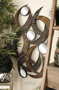 Large Modern Contemporary Style Sculpture Metal Mirror Wall Panel Art Home Decor