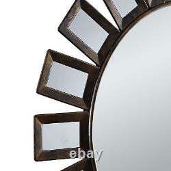 Large Modern Round Glass Mirror Wall Mounted Decor Circular Gold Mirror