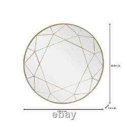 Large Modern Wall Hanging Mirror Round Golden Home Office