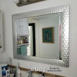 Large Modern Wall Mirror Silver Framed Bathroom Vanity Bevel Glass Hanging Decor