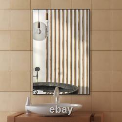 Large Modern Wall Mirror for Bathroom, Black Rectangle Wall Mounted Mirror Hangs