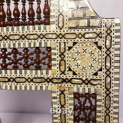 Large Moroccan Handmade Mother of Pearl Inlay Wood Hanging Wall Mirror Frame 18