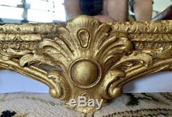 Large Neoclassical Ornately Carved Gilt Giltwood Gold Mantel Wall Mirror