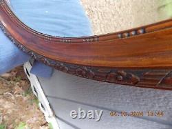 Large Older Carved Mahogany Frame Oval Mirror From England 39.5 X 25.5 FREE S&H