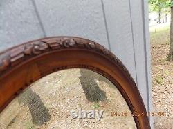 Large Older Carved Mahogany Frame Oval Mirror From England 39.5 X 25.5 FREE S&H