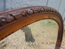 Large Older Carved Mahogany Frame Oval Mirror From England 39.5 X 25.5 FREE S&H