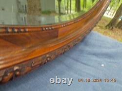 Large Older Carved Mahogany Frame Oval Mirror From England 39.5 X 25.5 FREE S&H