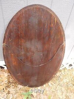 Large Older Carved Mahogany Frame Oval Mirror From England 39.5 X 25.5 FREE S&H