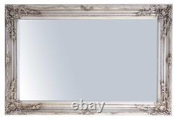 Large Ornate Antique Silver Wall Mirror 60cm x 90cm With ornate Detail on Frame