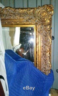 Large Ornate Gold Baroque Frame Mirror Aged Luxury Elegant Rectangle Wall