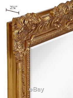 Large Ornate Gold Baroque Frame Mirror Aged Luxury Elegant Rectangle Wall
