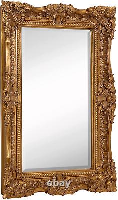 Large Ornate Gold Baroque Frame Mirror Aged Luxury Elegant Rectangle Wall Pi