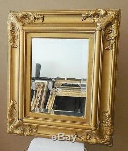Large Ornate Gold Solid Wood 24x28 Rectangle Beveled Framed Wall Mirror